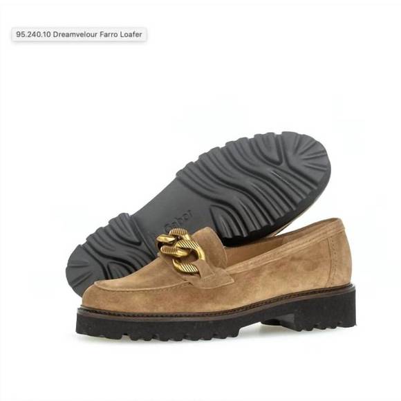 NEW GABOR women's suede chain loafer in brown suede - Picture 3 of 3